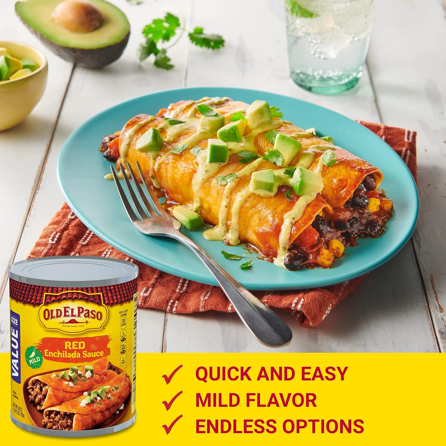 Old El Paso Mild Red Enchilada Sauce, Value Size, 1 ct., 28 oz. : Grocery & Gourmet Food