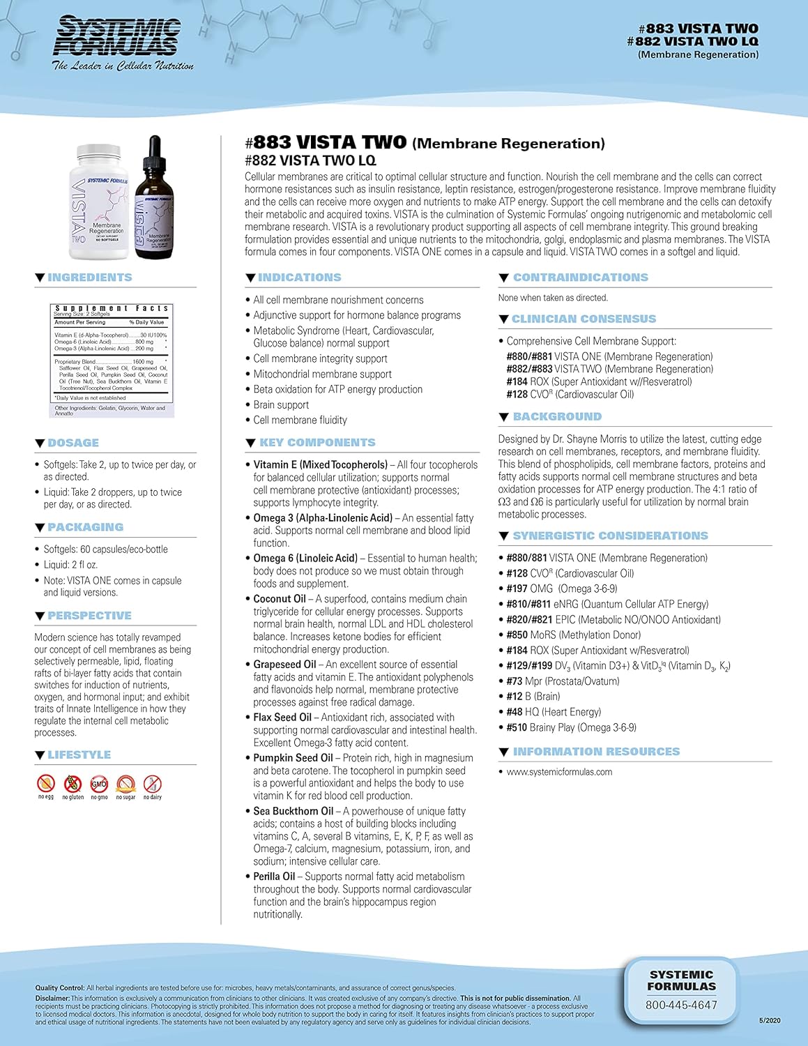 Vista Two Membrane Regeneration By Systemic Formulas : Health & Household