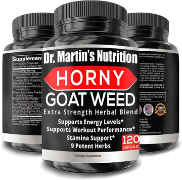 Super Strength 1590mg Horny Goat Weed 120 Capsules With Maca Arginine & Ginseng - Naturally Boost your Health, Workout Performance, Endurance & Energy, Joint Health For Men & Women (120C)