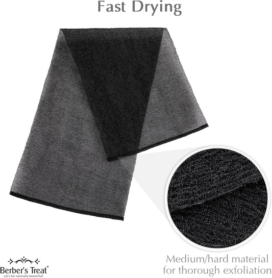 Berber’S Treat Exfoliating Cloth Premium Viscose Japanese Scrubber Cloth Ideal For Back, Legs, Arms - Gentle Exfoliation - Dead Skin Removal - Soft And Smooth Skin (White & White)