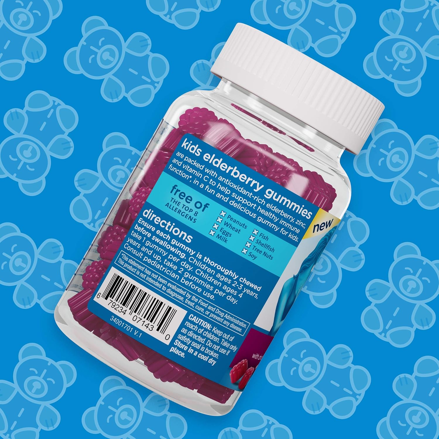 Mommy's Bliss Kids Elderberry Gummies, Supports Immunity with Black Elderberry, Zinc & Vitamin C, Gluten Free & Vegan, Age 2 Years+ (60 Count)