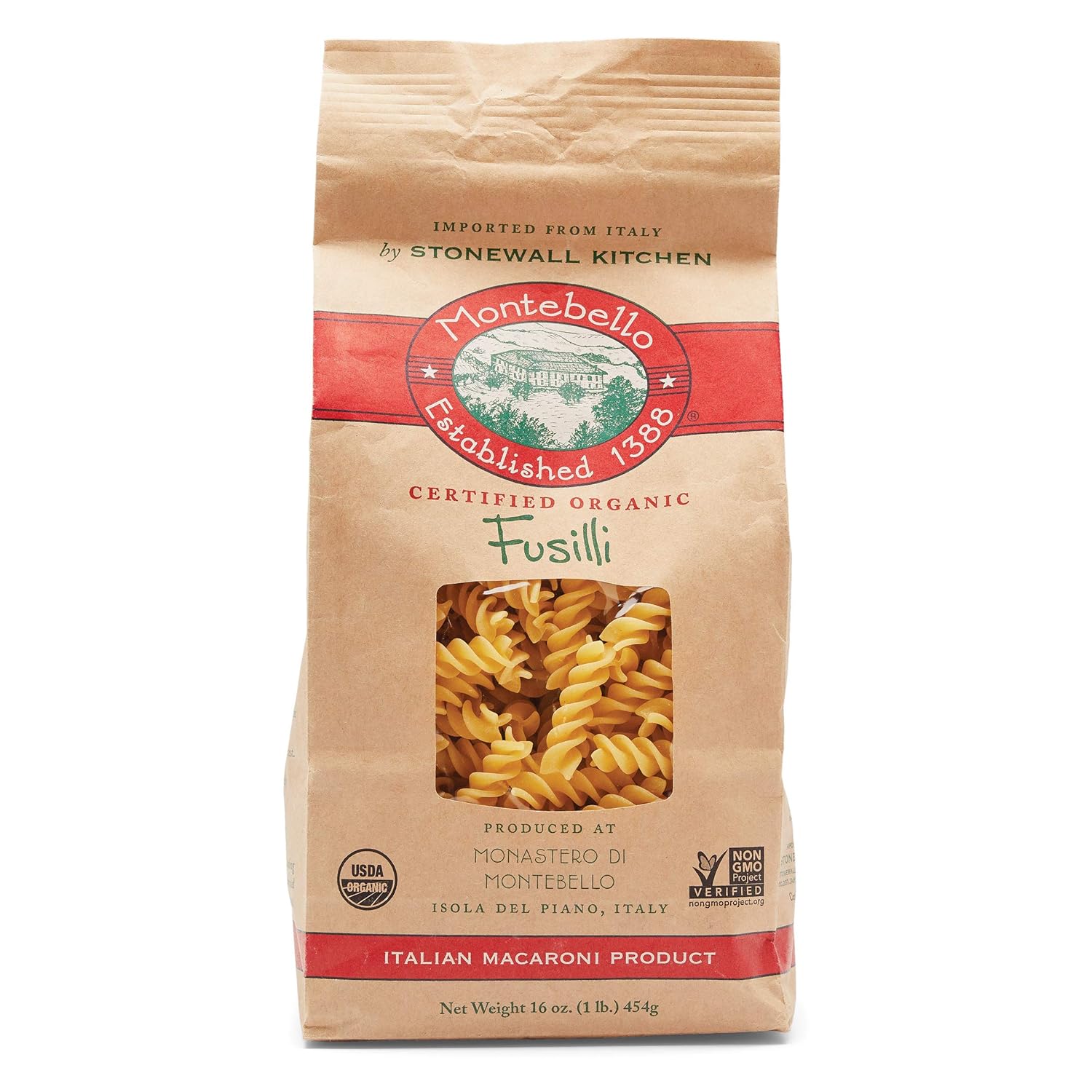 Montebello Organic Fusilli, 1 lb (4-Pack)