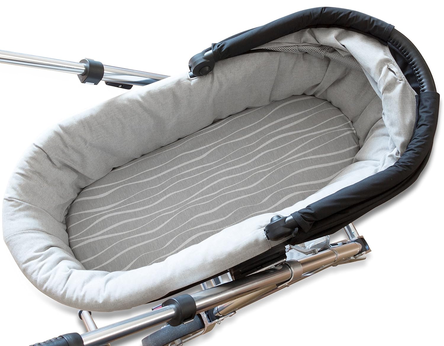 Bassinet Sheet Set 2 Pack 100% Jersey Cotton Grey And White Abstract Stripes And Dots By Ely'S & Co
