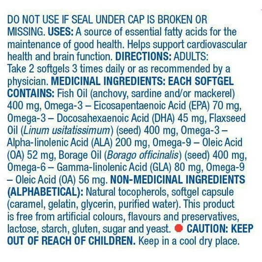 Equate Omega 3-6-9 1200mg, 90 softgels
