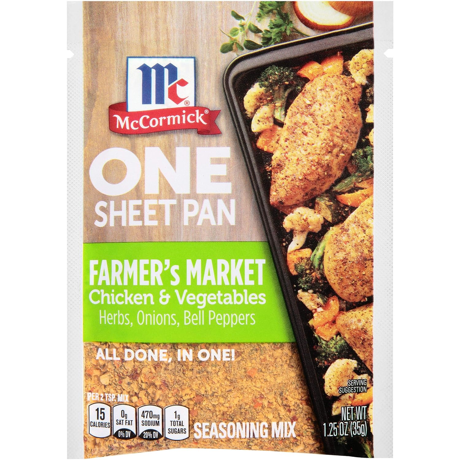 McCormick ONE Sheet Pan Farmer's Market Chicken & Vegetables Seasoning Mix, 1.25 oz (Pack of 12)