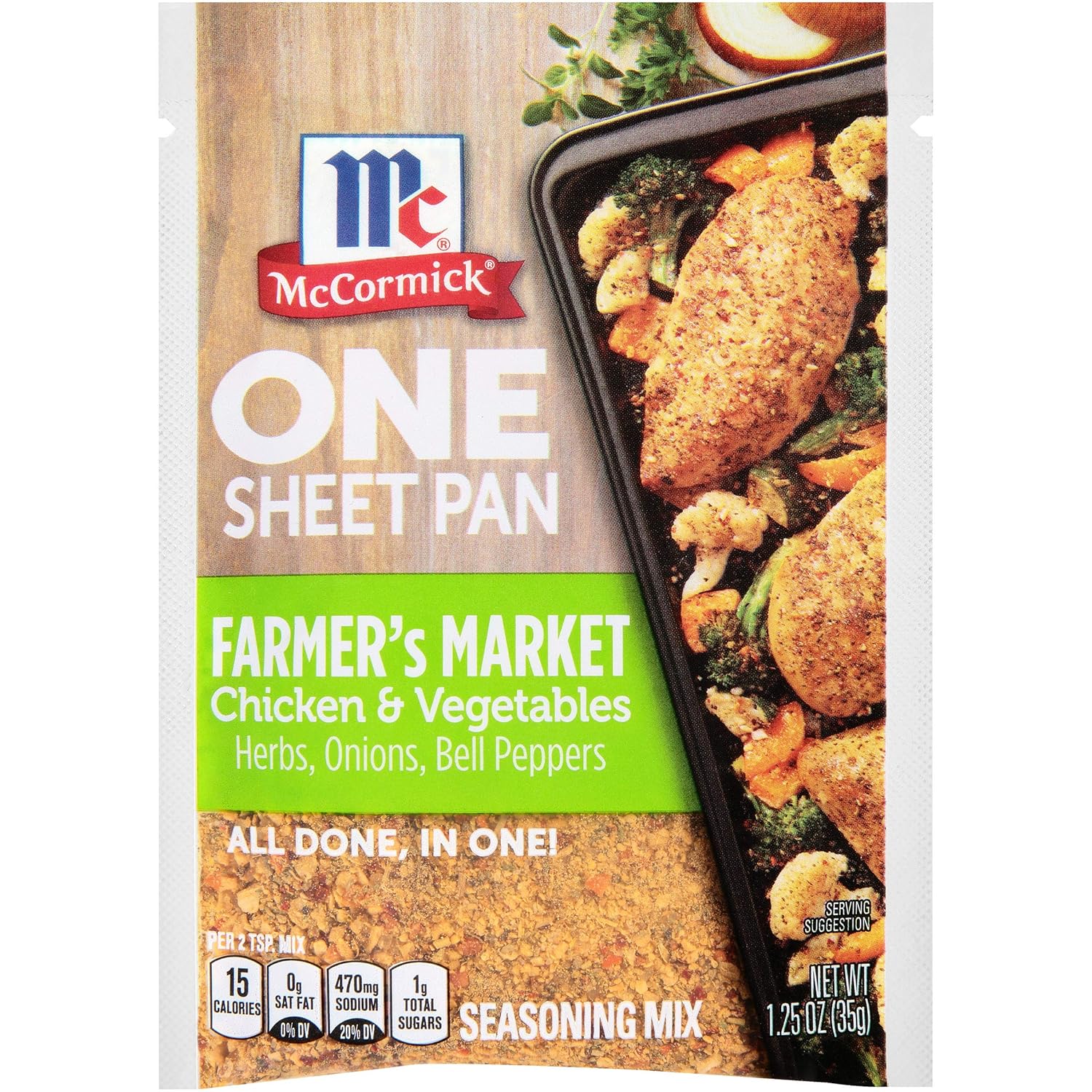 Mccormick One Sheet Pan Farmer'S Market Chicken & Vegetables Seasoning Mix, 1.25 Oz (Pack Of 12)