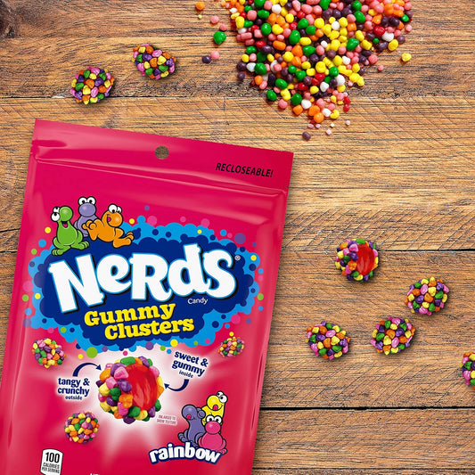 Bundle Of Nerds Gummy Clusters Candy, Rainbow, Very Berry, Resealable 8 Ounce Bags (Pack Of 2)