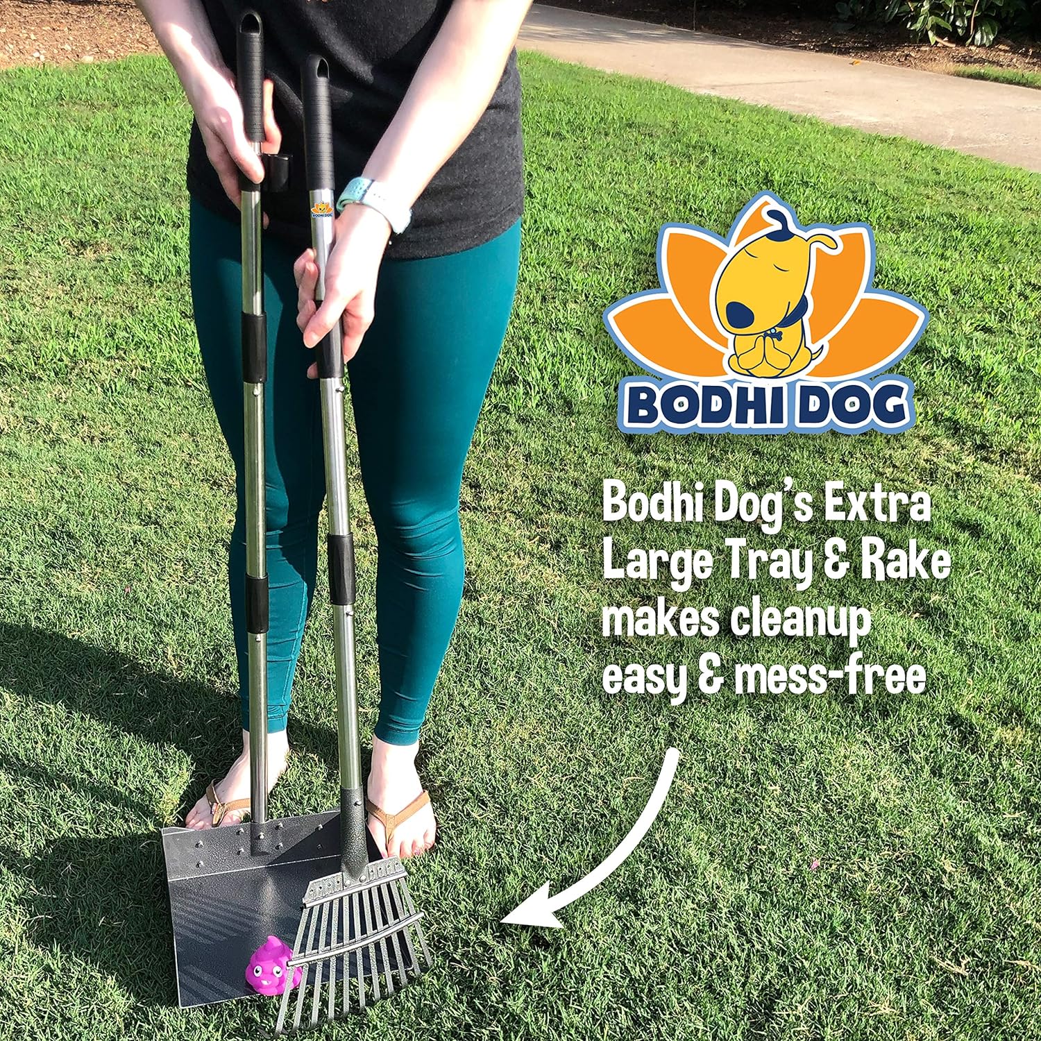 Bodhi Dog Metal Heavy Duty Dog Pooper Scooper for Large & Small Dogs - Stainless Steel Long Handle Dog Poop Scoop Metal Tray & Rake Set - Chicken Pooper Scooper - Great for Grass, Street, Gravel : Pet Supplies