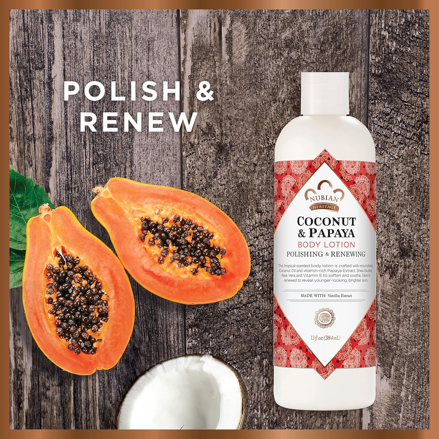 Nubian Heritage Body Lotion Coconut And Papaya For Dry Skin Paraben Free, 13 Oz : Beauty & Personal Care