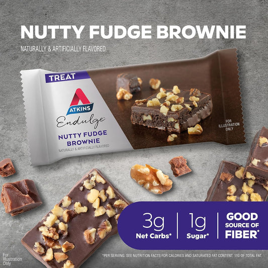 Atkins Endulge Nutty Fudge Brownie, Dessert Favorite, Good Source Of Fiber, 1G Sugar, 16 Count