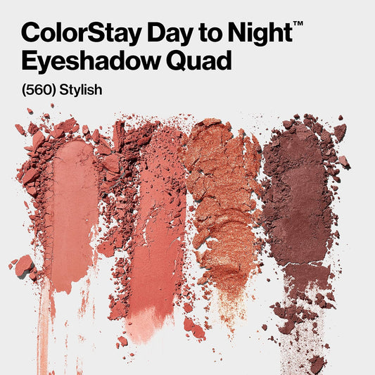 Revlon Colorstay Day To Night Eyeshadow Quad, Longwear Shadow Palette With Transitional Shades And Buttery Soft Feel, Crease & Smudge Proof, 560 Stylish, 0.16 Oz