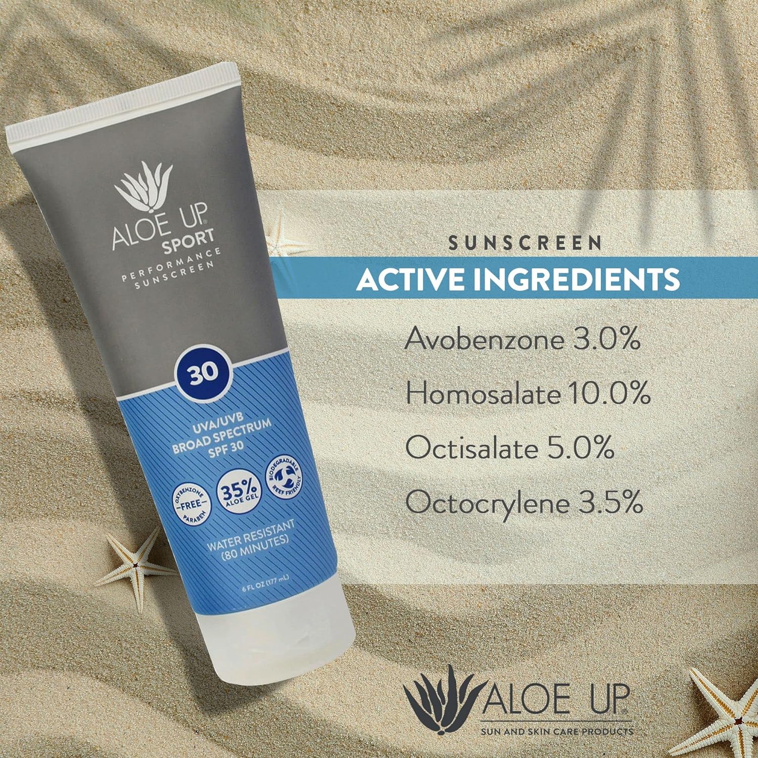Aloe Up SPF 30 Sport Sunscreen Lotion - Broad Spectrum UVA/UVB High SPF Sunscreen, reef friendly Sunscreen for Body & Face - Waterproof Vacation Sunscreen, Aloe Gel Infused Sunblock Protection - 6 Oz : Beauty & Personal Care