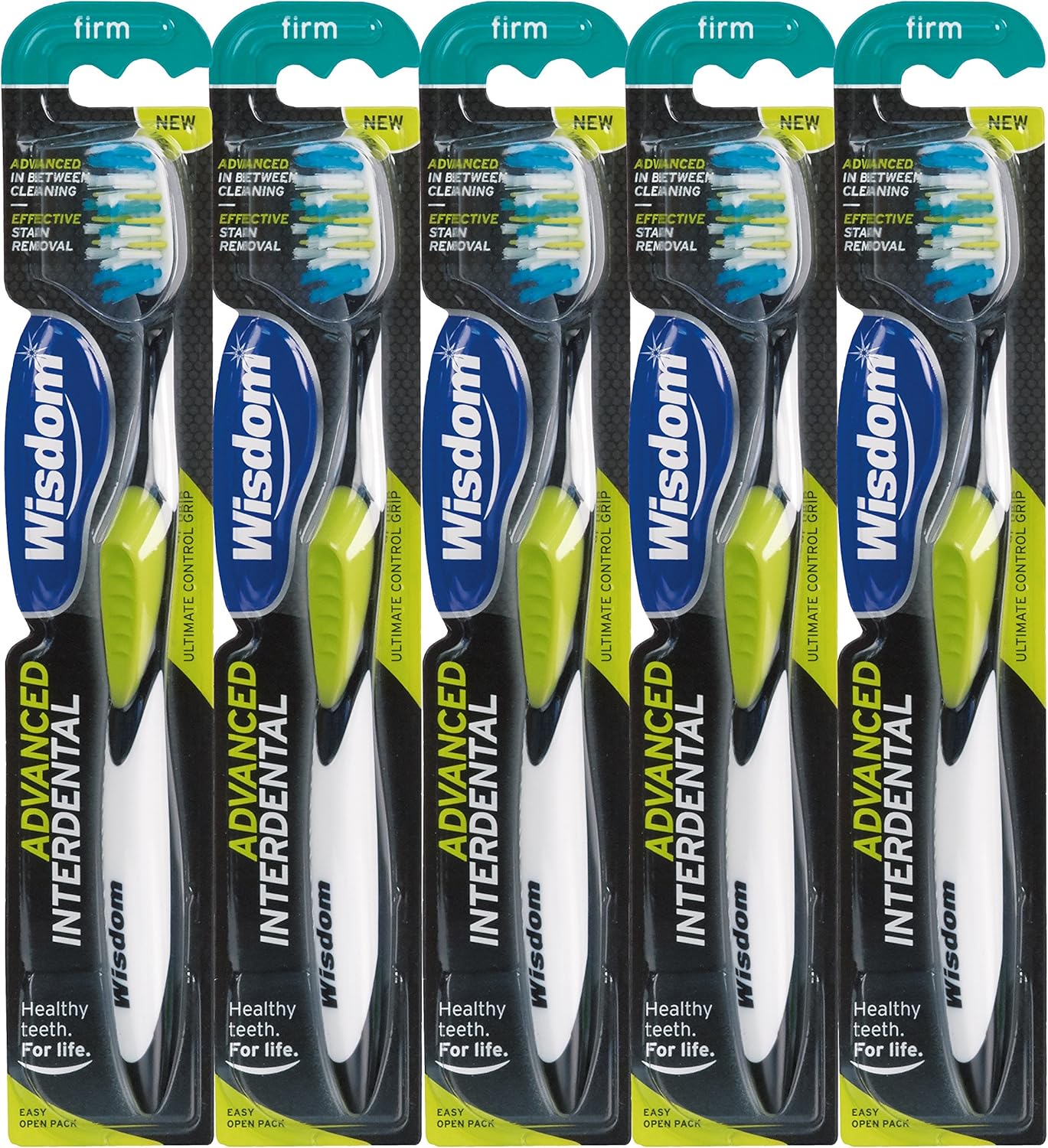 Wisdom Advanced Interdental Firm Brush, Pack Of 5, Assorted Colors