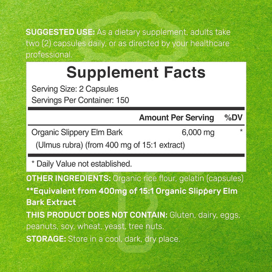Deal Supplement Slippery Elm Capsules, 6,000Mg Per Serving – 300 Pills, Made With Organic Inner Bark Powder Extract – Natural Herb For Soothing Throat & Digestive Support – Non-Gmo