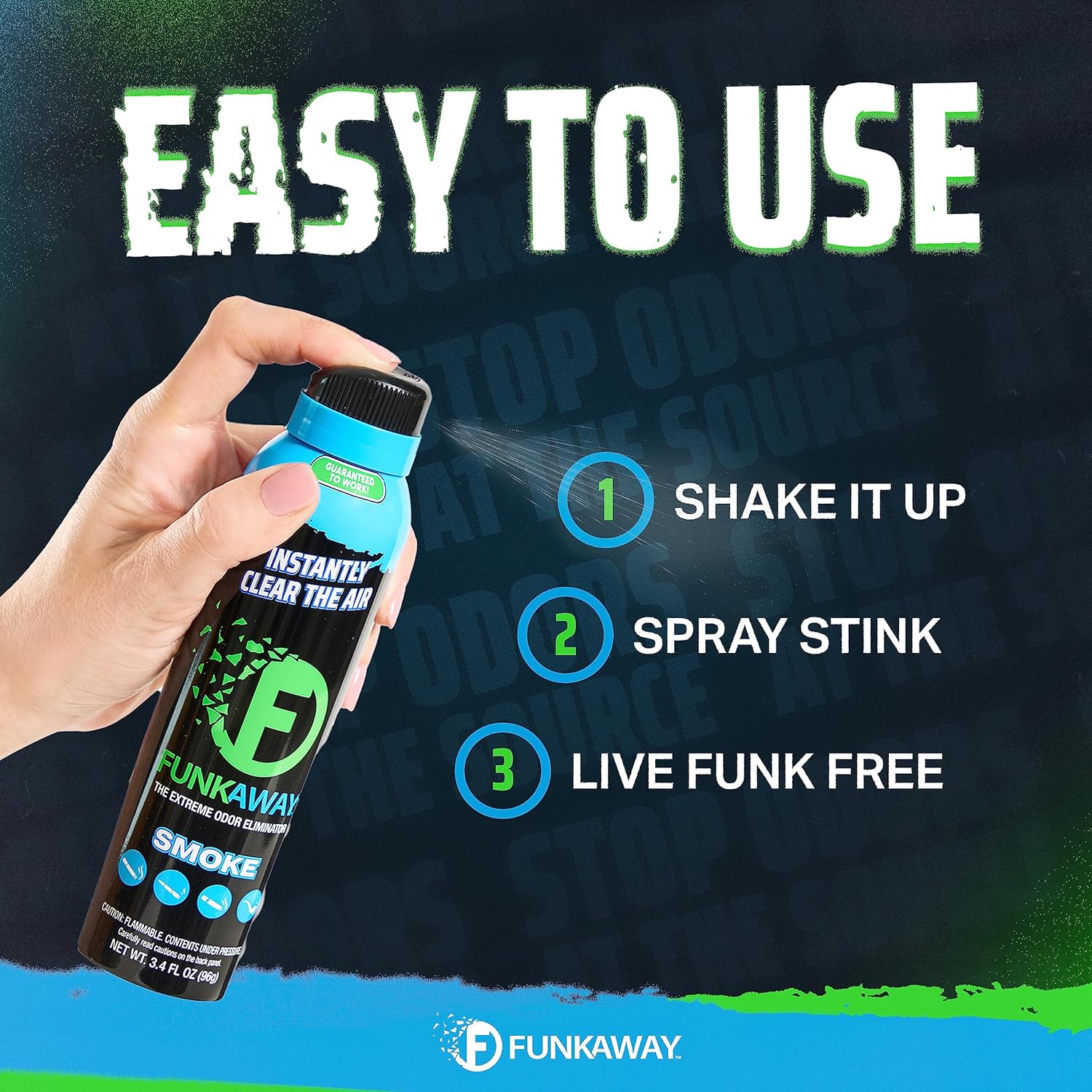 FunkAway Smoke Odor Eliminator Spray for Air, 3.4 oz., 4 Pack, Eliminates Extreme Cigarette, Cigar and Campfire Smoke Odors, Instantly Refresh Smoky Air : Health & Household