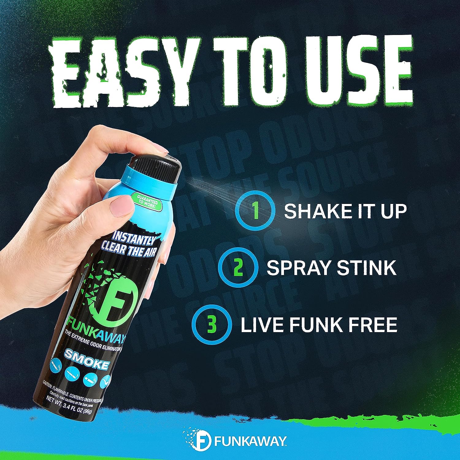 FunkAway Smoke Odor Eliminator Spray for Air, 3.4 oz., Eliminates Extreme Cigarette, Cannabis, Cigar and Campfire Smoke Odors, Instantly Refresh Smoky Air (Pack of 2) : Health & Household