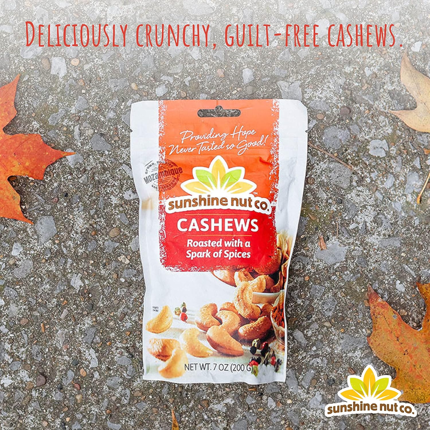 Sunshine Nut Company Whole Roasted Lightly Salted Cashews, Spark Of Spices Flavor, 2 Pack, 7 Oz. Each, Gluten Free, Peanut Free And Vegan Individual Snack Packs For Kids And Adults, Gmo Free : Grocery & Gourmet Food