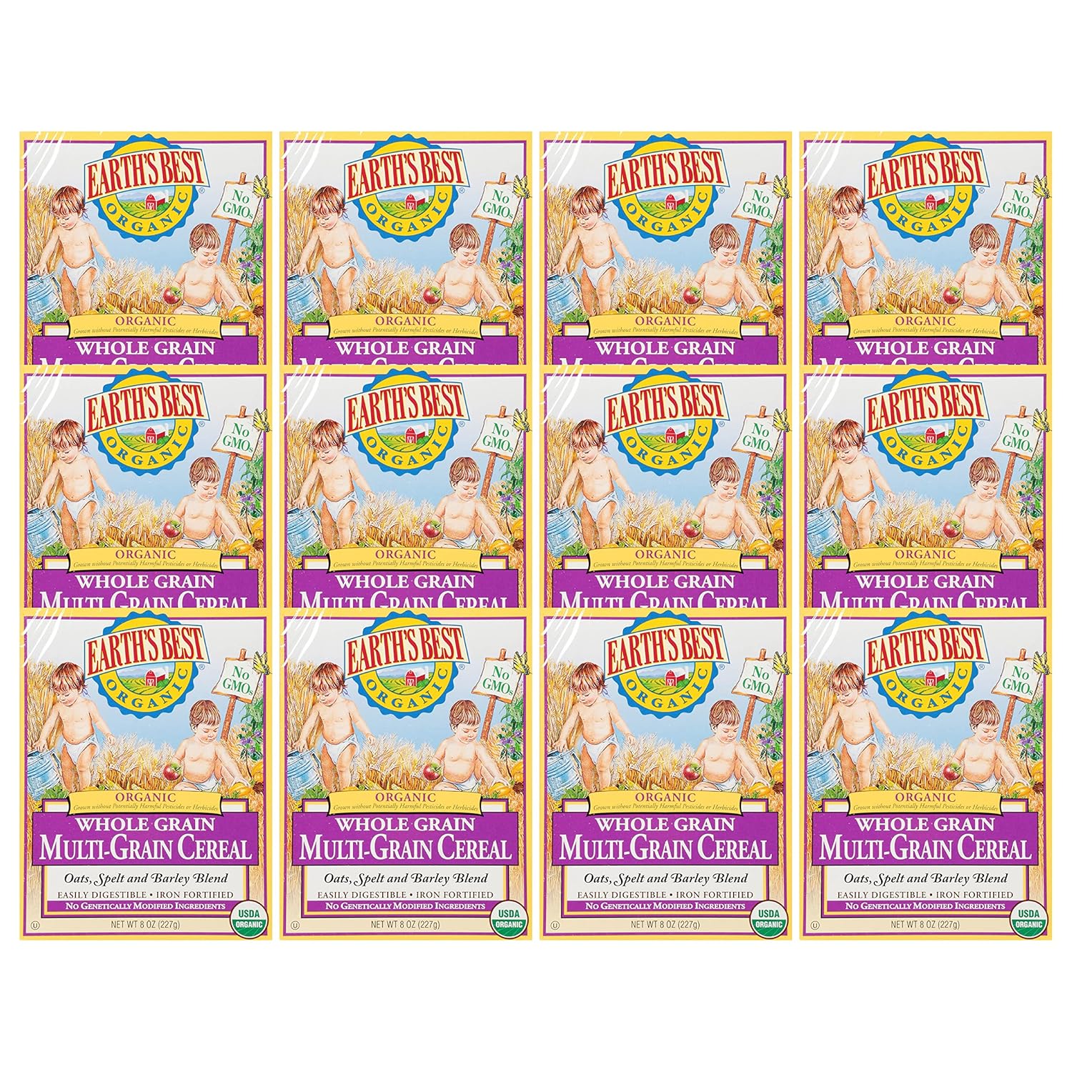 Earth'S Best Organic Baby Food, Organic Whole Grain Multi-Grain Baby Cereal, Non-Gmo, Easily Digestible And Iron Fortified Baby Food, 8 Oz Box