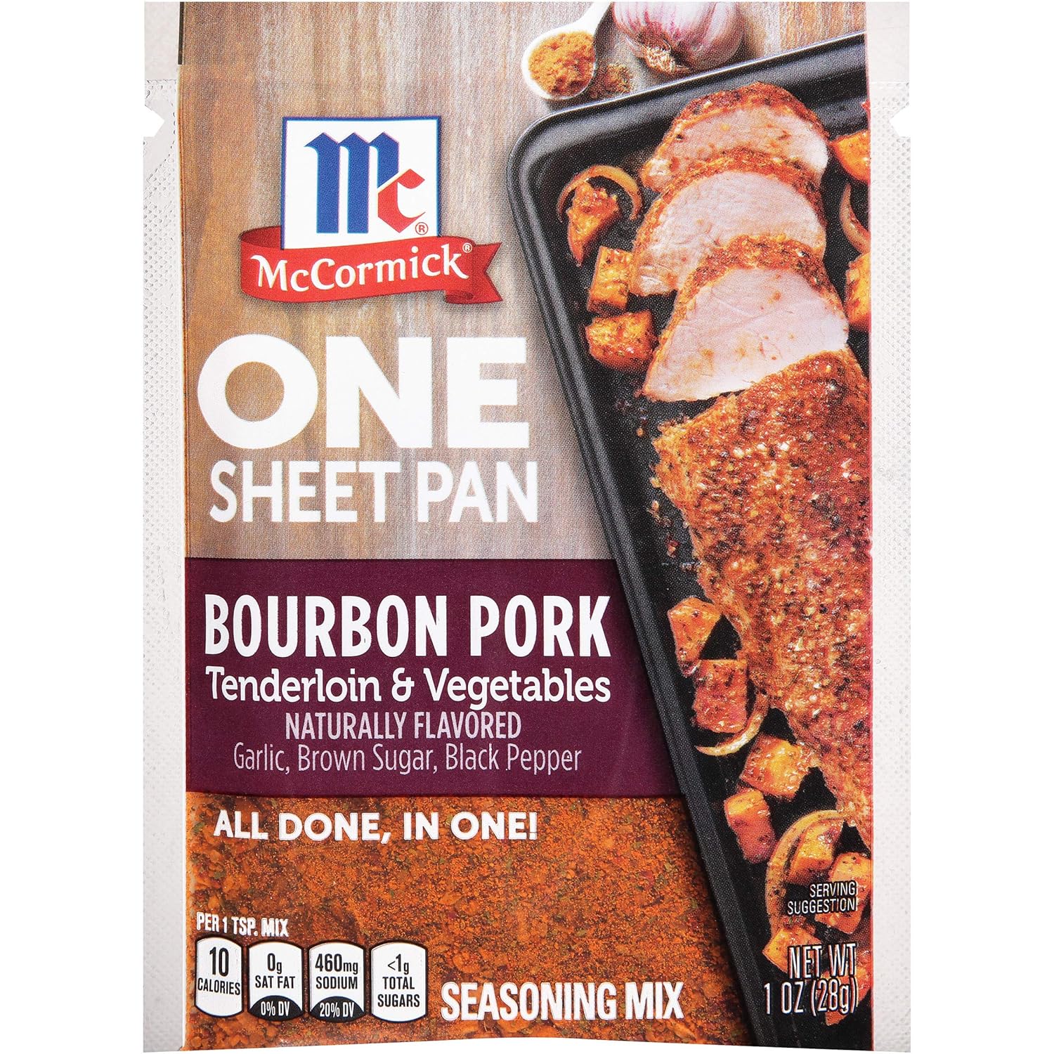 McCormick ONE Sheet Pan Bourbon Pork Tenderloin & Vegetables Seasoning Mix, 1 oz (Pack of 12)