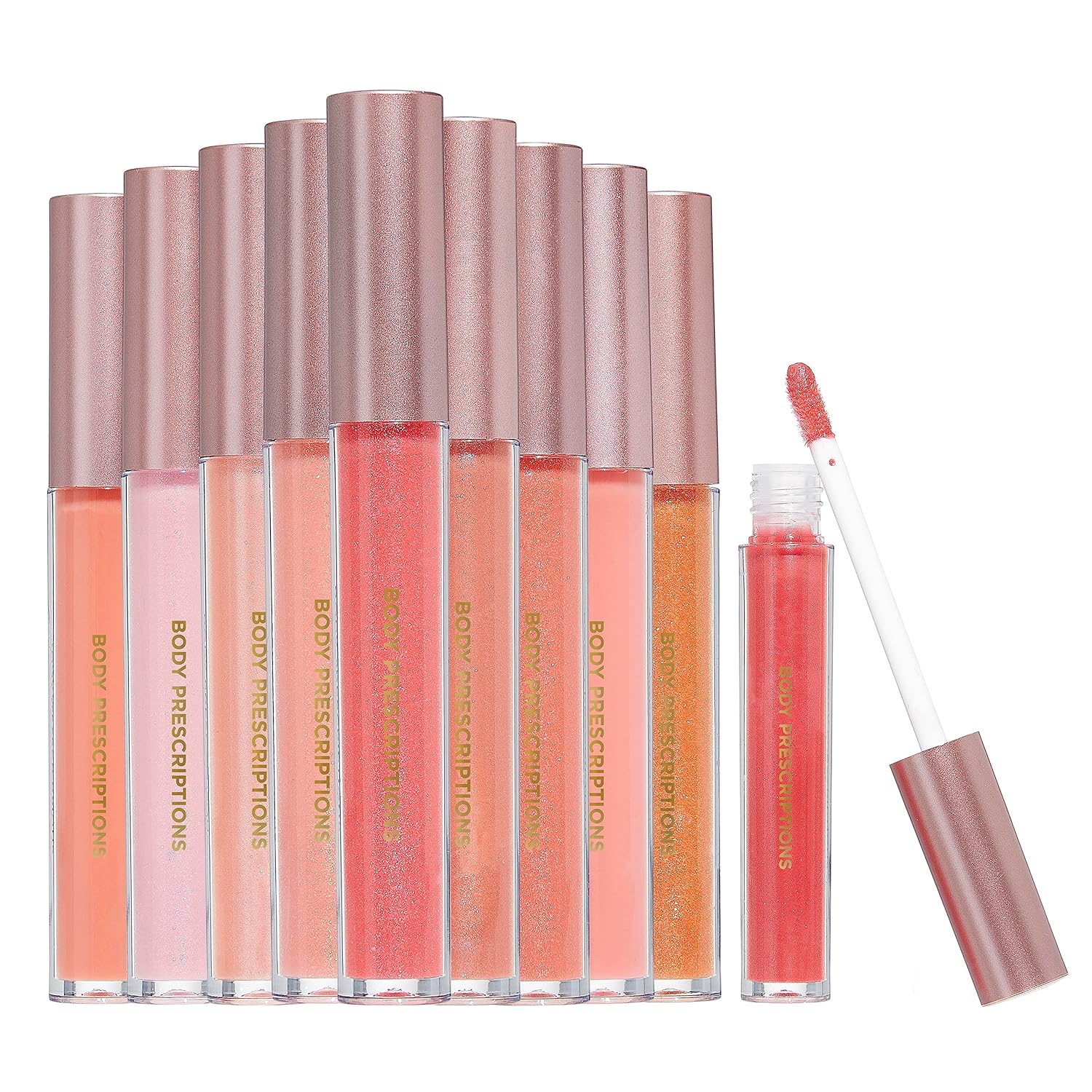 Body Prescriptions Lip Gloss Collection | 10 Shades Complete Lip Makeup Set, Liquid, 2 Ml Each Tube