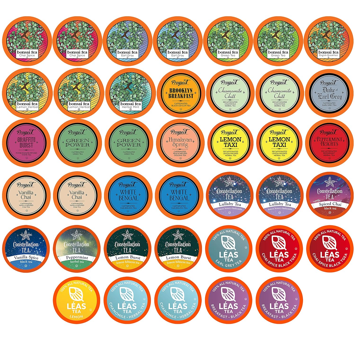 Two Rivers Assorted Tea Sampler Variety Pack For Keurig K-Cup Brewers, 40 Count