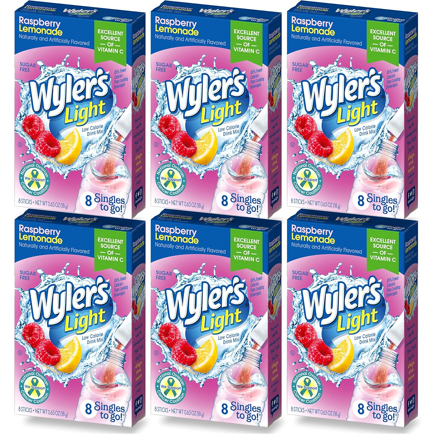 Wyler'S Light Singles To Go Drink Mix, Raspberry Lemonade, 6 Pack (48 Drink Sticks Total)