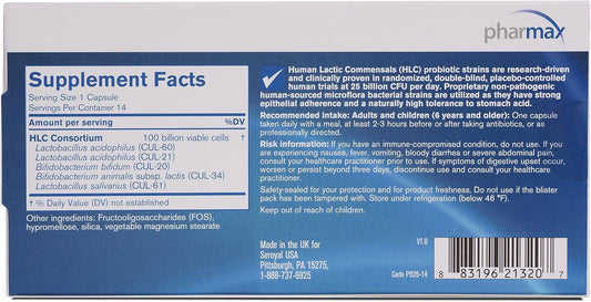 Pharmax Hlc Replenish Capsules | Probiotics To Promote Gastrointestinal Health In Adults And Children | 14 Capsules : Health & Household