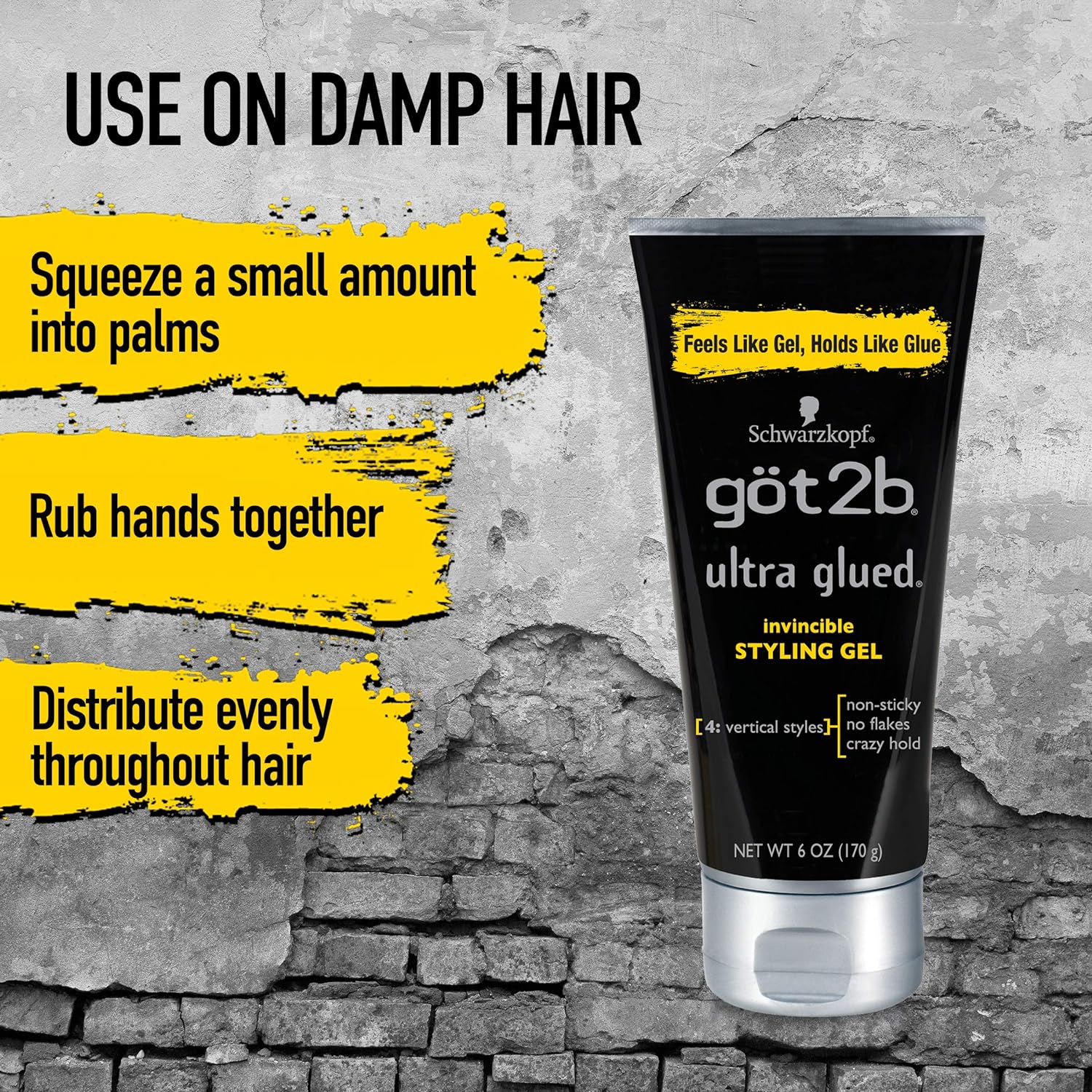 Got2B Ultra Glued Invincible Styling Gel 2 - 6 oz tubes + 1 Travel 1.25 oz tube : Beauty & Personal Care