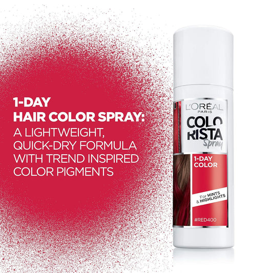 L'Oreal Paris Colorista 1-Day Washable Temporary Hair Color Spray, Red, 2 Ounces