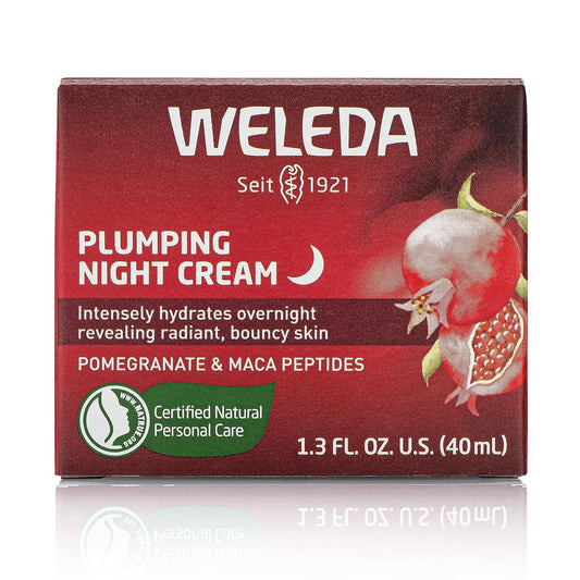 Weleda Face Care Plumping Night Cream, Plant Rich Moisturizer with Pomegranate and Maca Root Peptides