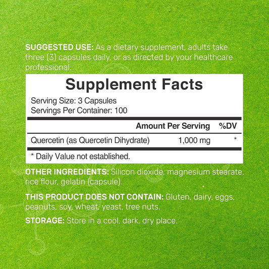 Deal Supplement Quercetin 1,000Mg Per Serving, 300 Capsules – Healthy Immune Support Supplements, High Bioavailable Flavonoids, Natural Antioxidant – Non-Gmo, Soy Free, No Gluten