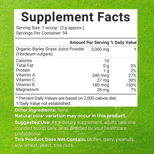 Deal Supplement Sustainably Us Grown, Organic Barley Grass Juice Powder, 10Oz – Raw Cold Pressed Source – Greens Superfood Booster – Retains Vitamins, Minerals, Antioxidants, & Chlorophyll – Non-Gmo