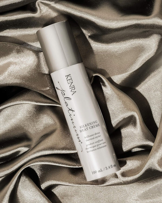Kenra Platinum Silkening Heat Crème | Brilliant Shine Thermal Styler | Reduces Hot Tool Passes By 50% | Prevents Breakage & Improve Manageability | Heat Protectant | All Hair Types | 3.4 Fl. Oz
