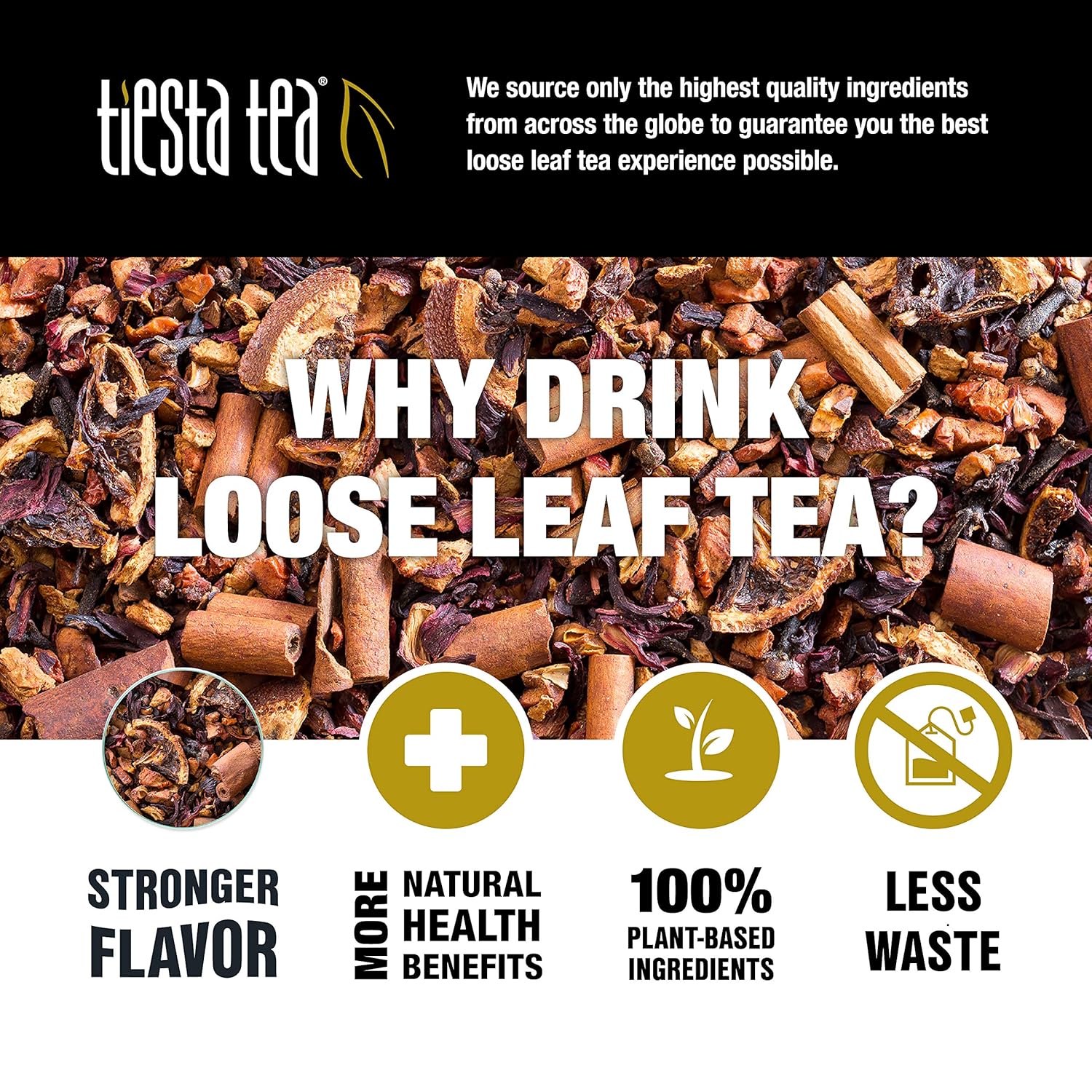 Tiesta Tea - Brewmaster And Cozy Fireside Tea Gift Set | Fireside Spice & Peppermint Cocoa Loose Leaf Holiday Tea Blends With Infuser | Non Caffeinated Tea - 16Oz Tea Infuser & 2 Refillable Tin Combo
