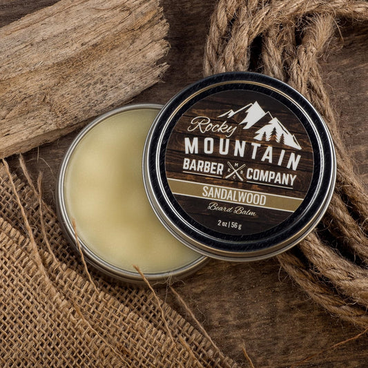 Beard Balm – Sandalwood Blend - Rocky Mountain Barber – With Nutrient Rich Bees Wax, Jojoba, Shea Butter, Coconut Oil – Contains Real Sandalwood Essential Oil