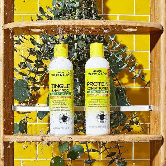 Jamaican Mango And Lime Tingle Shampoo And Protein Conditioner Twin Pack (2X237Ml) - Tea Tree Extracts, Manuka Honey And Moringa Seed Oil. No Parabens. No Sulphates. No Petrolatum