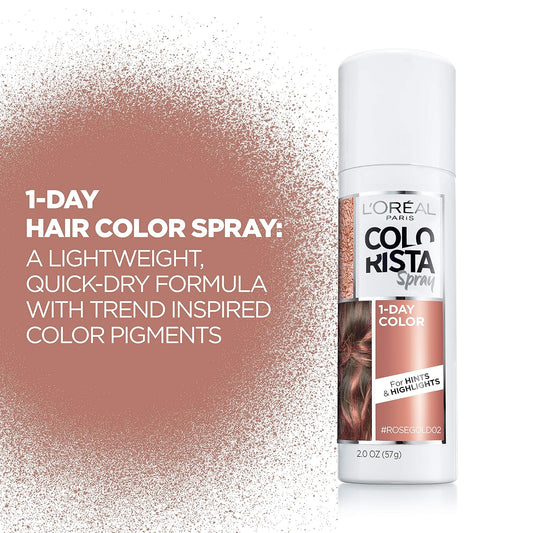 L'Oreal Paris Colorista 1-Day Washable Temporary Hair Color Spray, Rose Gold, 2 Ounces