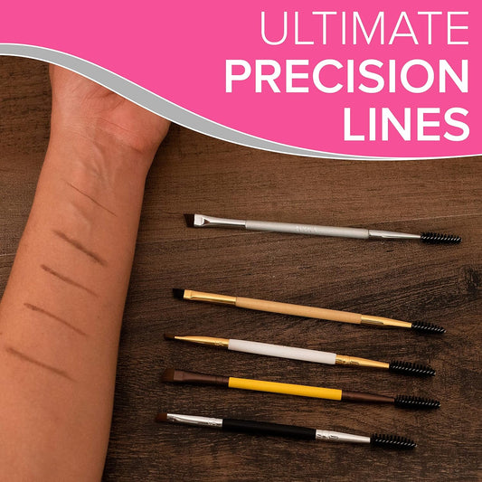 Nyk1 Angled Eyebrow & Eyelash Brush Combo - Precision Applicator, Eyeliner Brush, Eyebrow Shaper & Spoolie