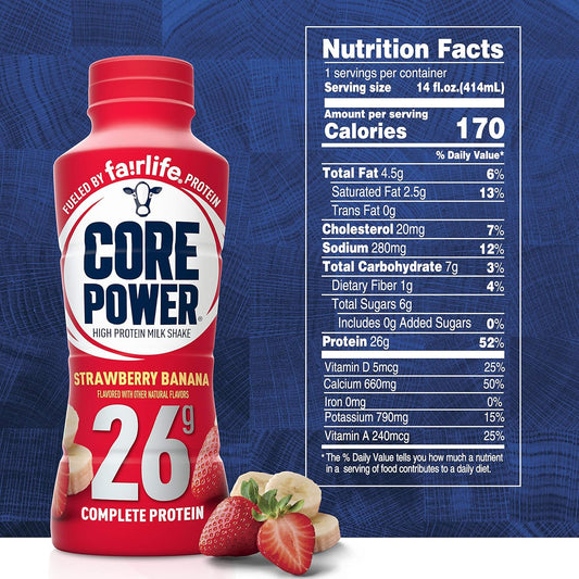 Core Power High Protein (26G) Shake, Strawberry Banana, 14 Fl Oz