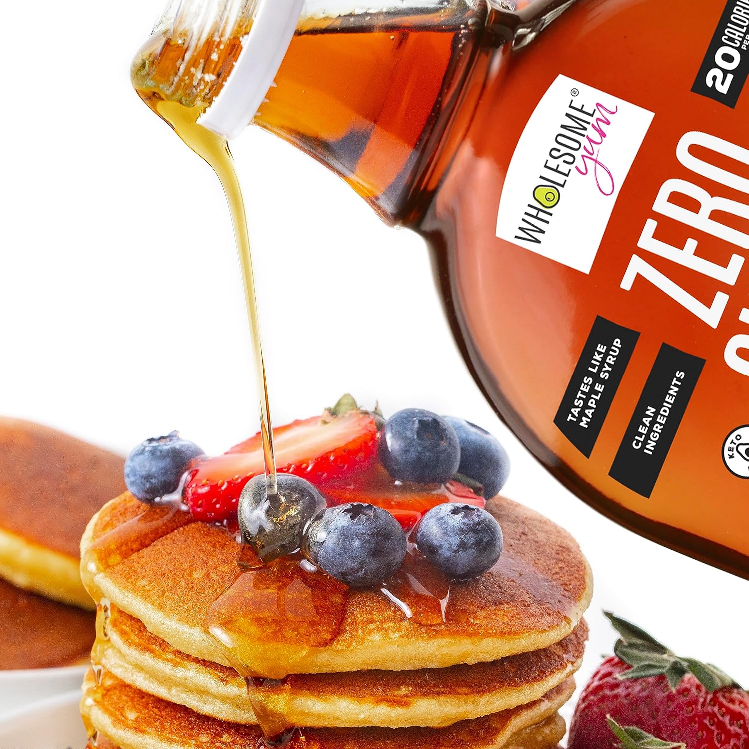 Wholesome Yum Zero Sugar Maple Syrup (Keto Maple Syrup) With Monk Fruit & Allulose - Natural Sugar Free Pancake Syrup - Non Gmo, Low Carb, Gluten Free, Vegan, No Aftertaste (12 Fl Oz)