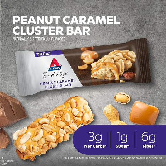 Atkins Endulge Treat, Peanut Caramel Cluster Bar, Rich Nougat Center Dipped In Caramel, With Savory Peanuts. Keto-Friendly. (16 Bars)