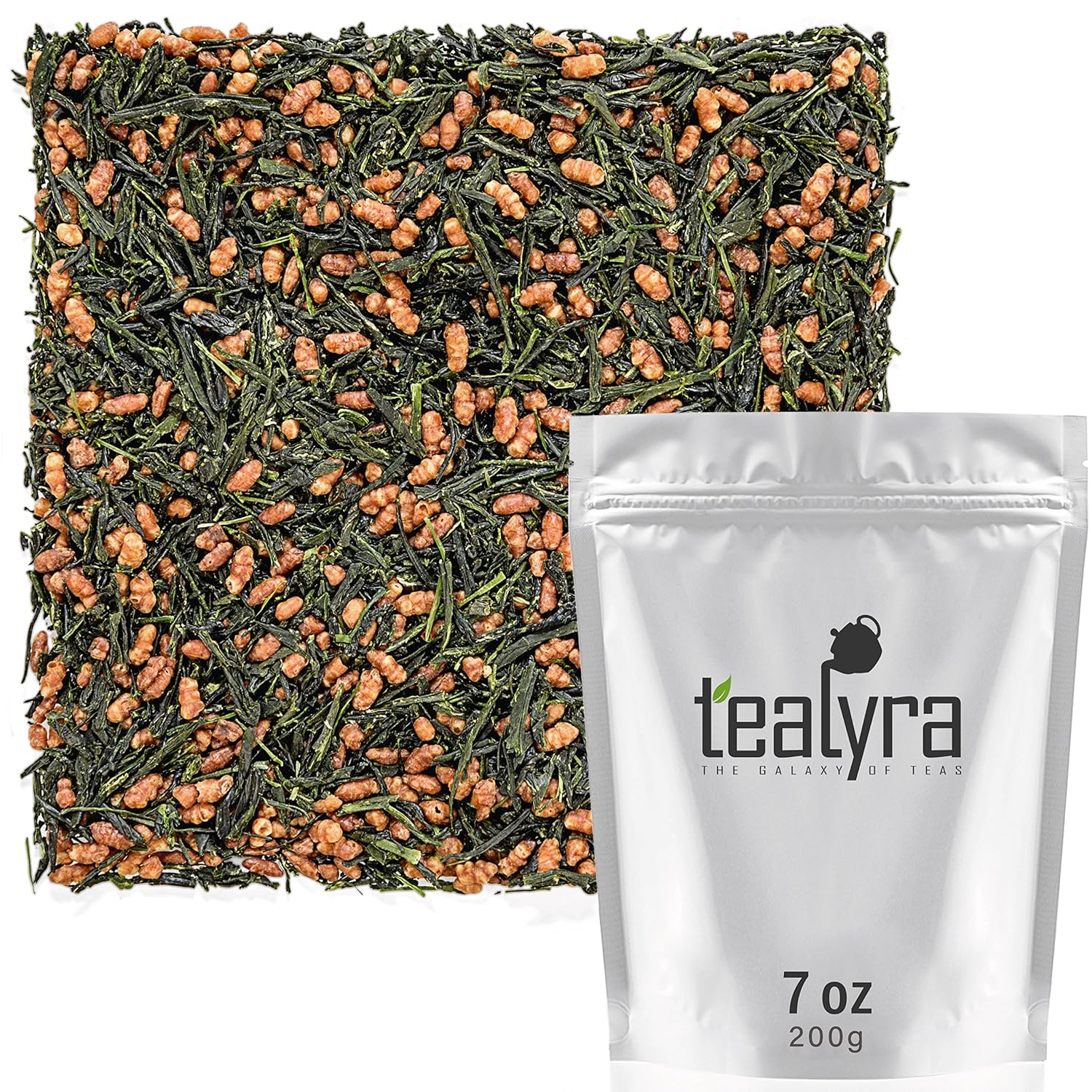 Tealyra - Imperial Gyokuro Genmaicha - Japanese Loose Leaf Tea - Gen Mai Cha Green Tea With Brown Roasted Rice - Caffeine Level Low - 200G (7-Ounce)