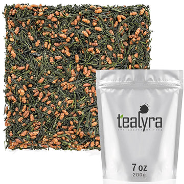 Tealyra - Imperial Gyokuro Genmaicha - Japanese Loose Leaf Tea - Gen Mai Cha Green Tea With Brown Roasted Rice - Caffeine Level Low - 200G (7-Ounce)