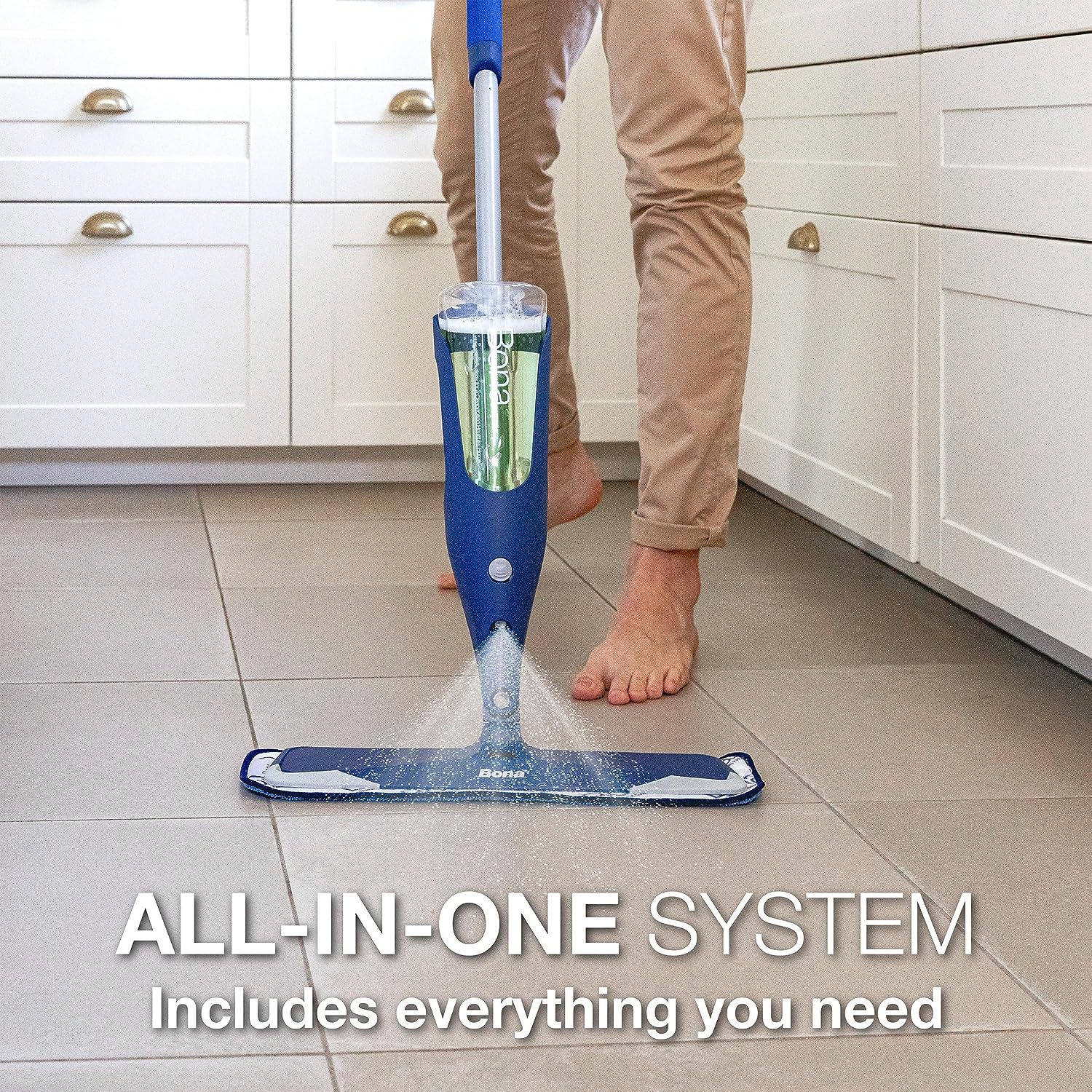 Bona Premium Multi-Surface Floor Spray Mop - Includes Multi-Surface Floor Cleaning Solution 34 fl oz and Machine Washable Microfiber Cleaning Pad - for Stone, Tile, Laminate, and Vinyl Floors : Health & Household