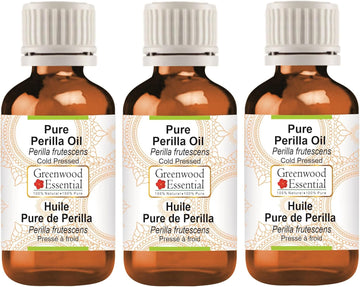 Greenwood Essential Pure Perilla Oil (Perilla Frutescens) Cold Pressed 100Ml X 3 (10 Oz)