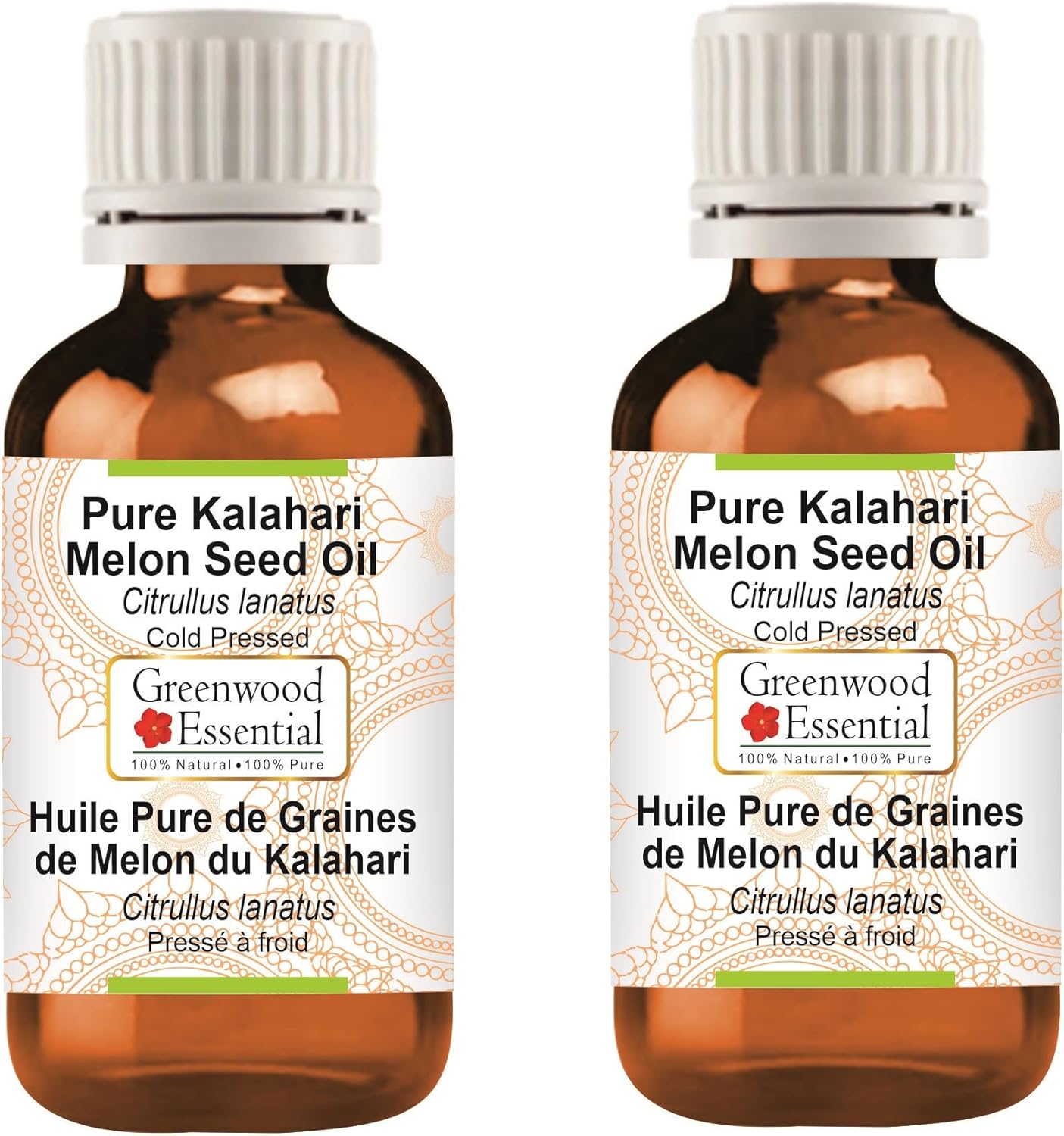 Greenwood Essential Pure Kalahari Melon Seed Oil (Citrullus Lanatus) Cold Pressed 100Ml X 2 (6.76 Oz)