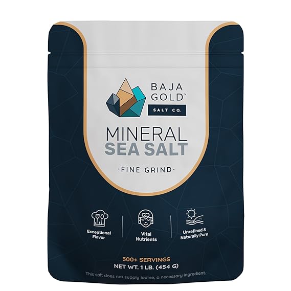 Baja Gold Mineral Sea Salt, Fine Grind, 1 Lb. Bag