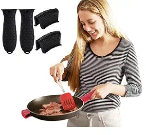 Silicone Hot Handle Holder Sleeve, Heat-Resistant, Non-Slip, Washable Grip Cover for Potholder Cast Iron Skillets, Frying Pans, Griddles & Metal Cookware -4 Pieces