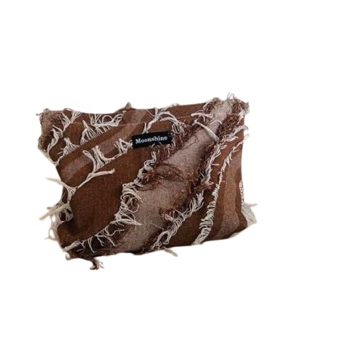 Denim Tassel Cosmetic Bag – Large Capacity Makeup Organizer, Zipper Beauty Clutch Bag, Korean Style Denim Pouch for Travel & Daily Use