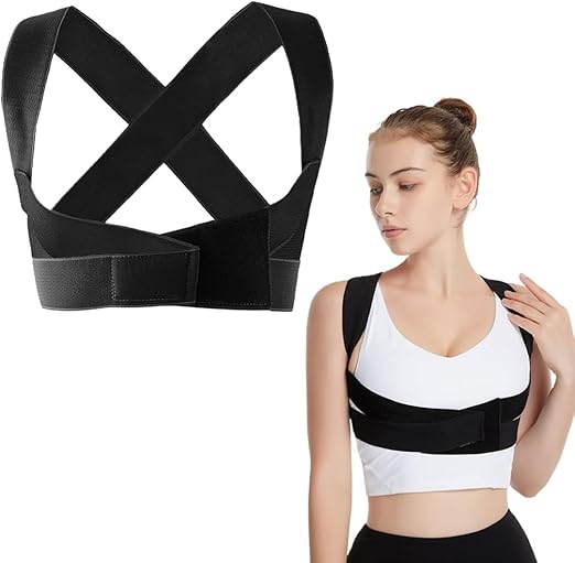 Posture Corrector for Men & Women – Double Shoulder Brace with Adjustable Cross Support | Upper Back & Spine Alignment (L/XL)